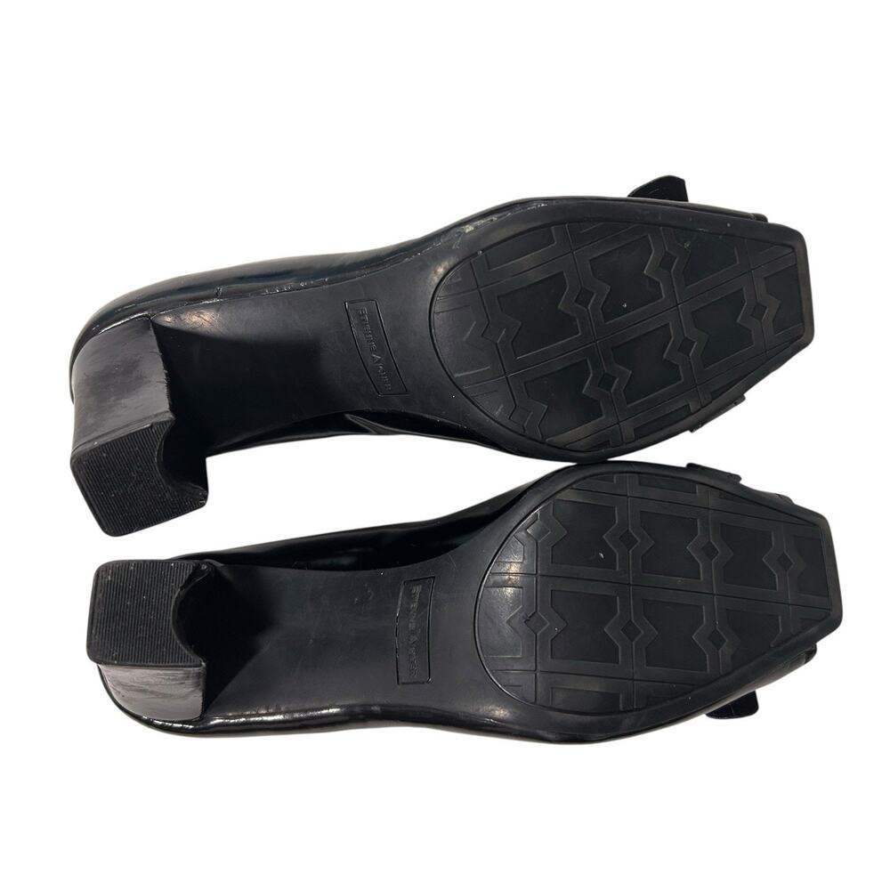 Etienne Aigner Black Patent Peep Toe Buckle Block Heel Pumps 7.5 - Picture 6 of 8
